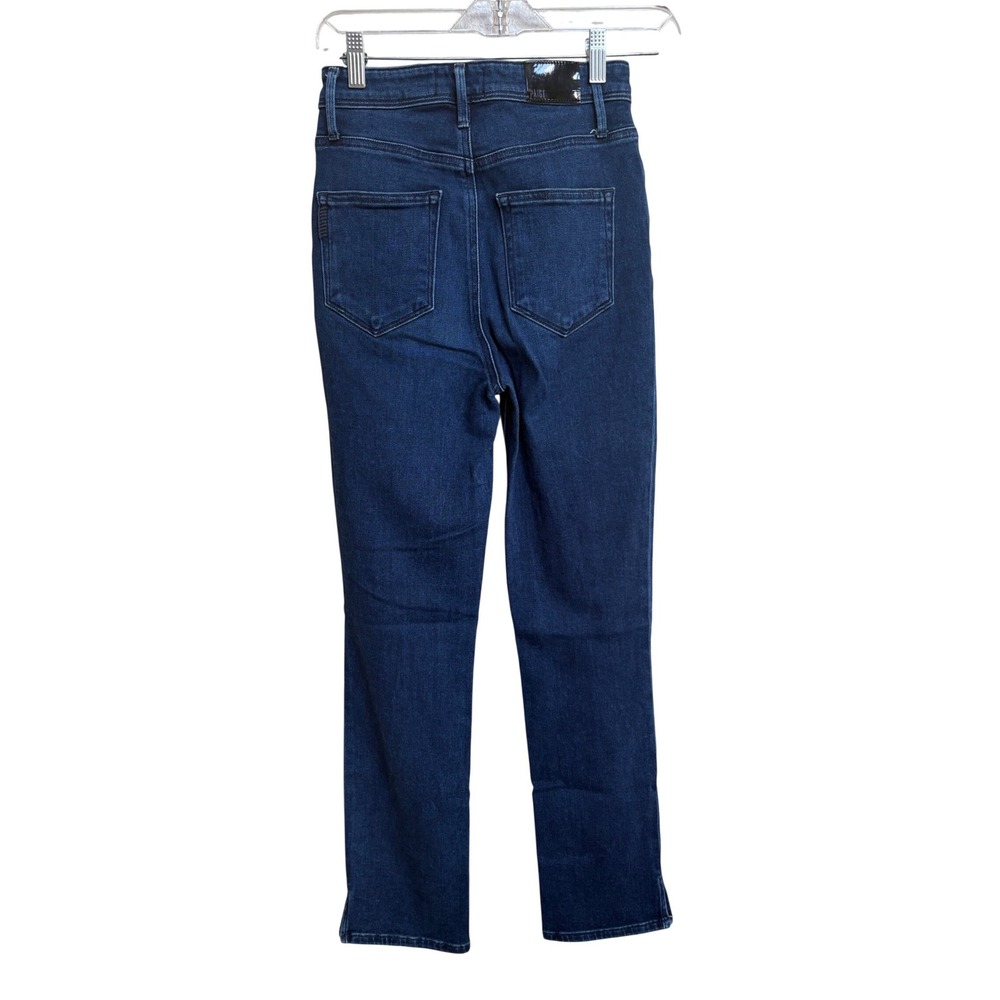 PAIGE High Rise Cindy Straight Leg Jeans Dark Wash Denim Size 25 Blue Ankle - Picture 3 of 11